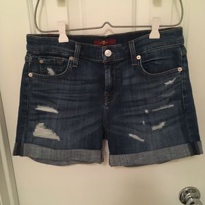 7 for all mankind distressed denim shorts